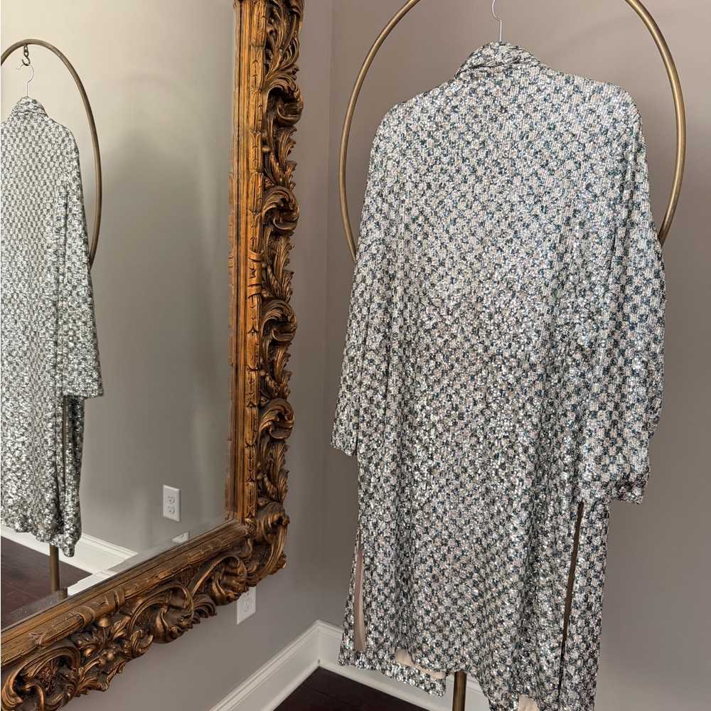 Steve Madden Sequin Embellished Open Jacket - Silver & Blue